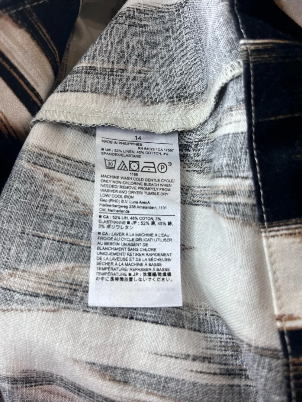 Banana Republic Linen Blend Pleated Ikat Print Midi Skirt Size 14 NWOT